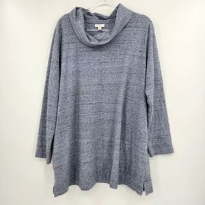 J. Jill Cowl Neck Top 3/4 Sleeve Womens Size XL Tall Blue